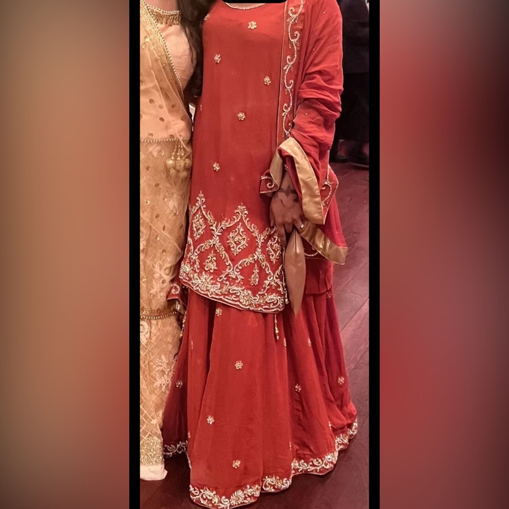 Elegant orange Indian Dress Lengha